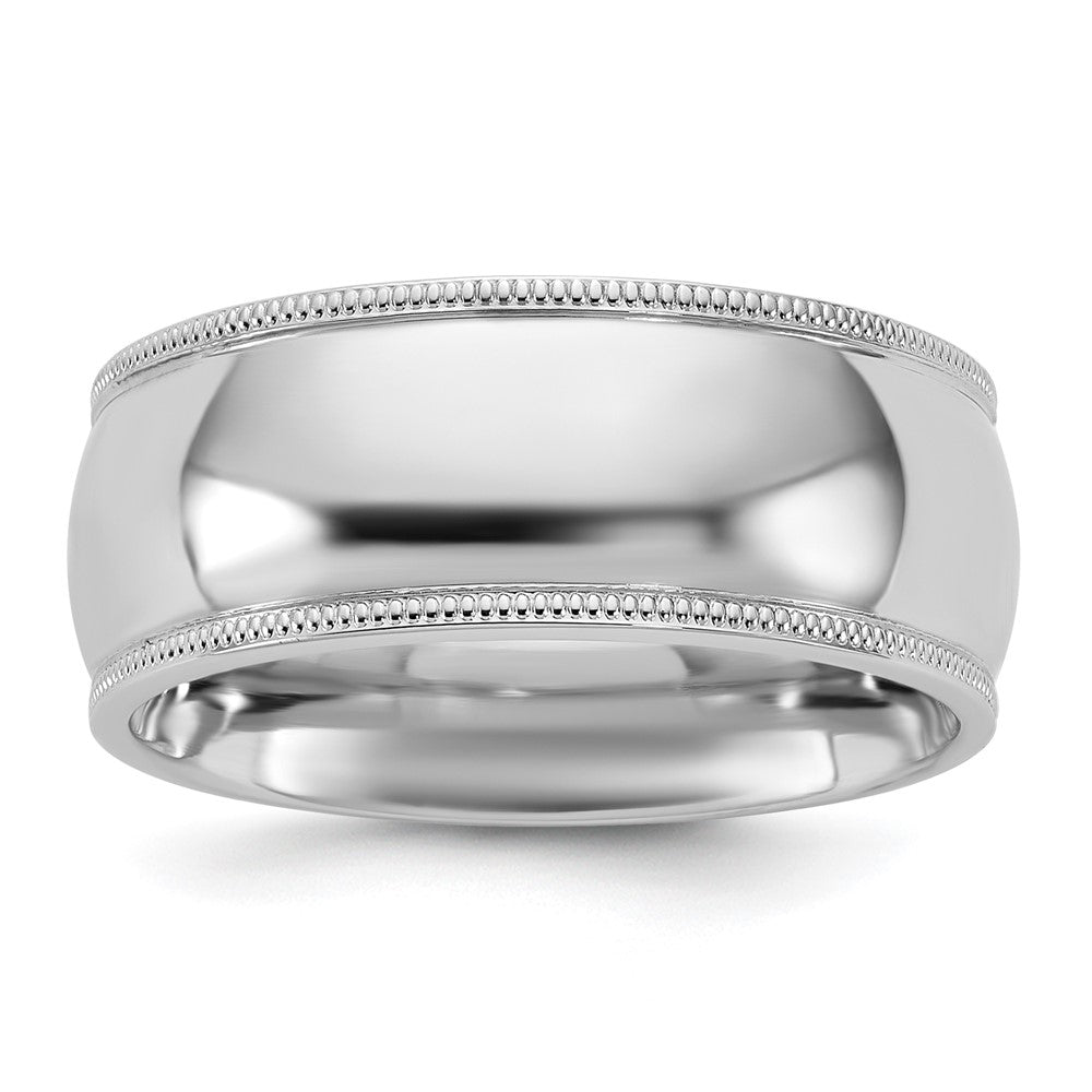 10K Weißgold 10Kw 8mm Milgrain Komfort-Fit Ring Größe 8