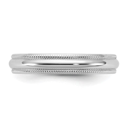 10K Weißgold 10Kw 3,5mm Leichter Milgrain Halbrund-Ring, Größe 10,5