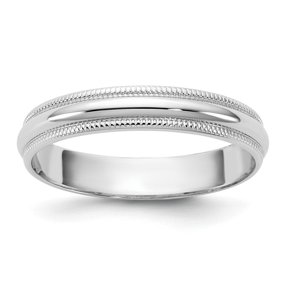 10K Weißgold Leichtgewicht-Ring mit Milgrain-Rand, 3,5 mm, Halbrund, Größe 4,5