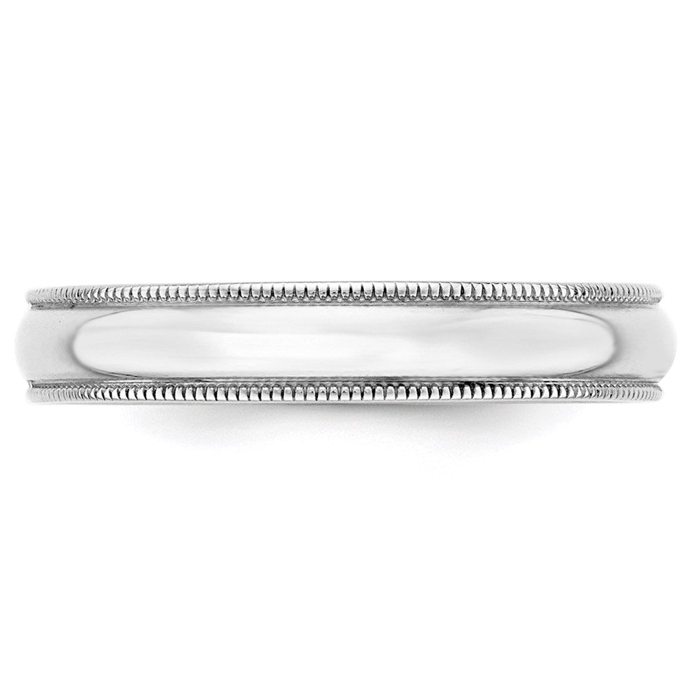 10K Weißgold 4 mm leichter Ehering mit Milgrain, halbrund