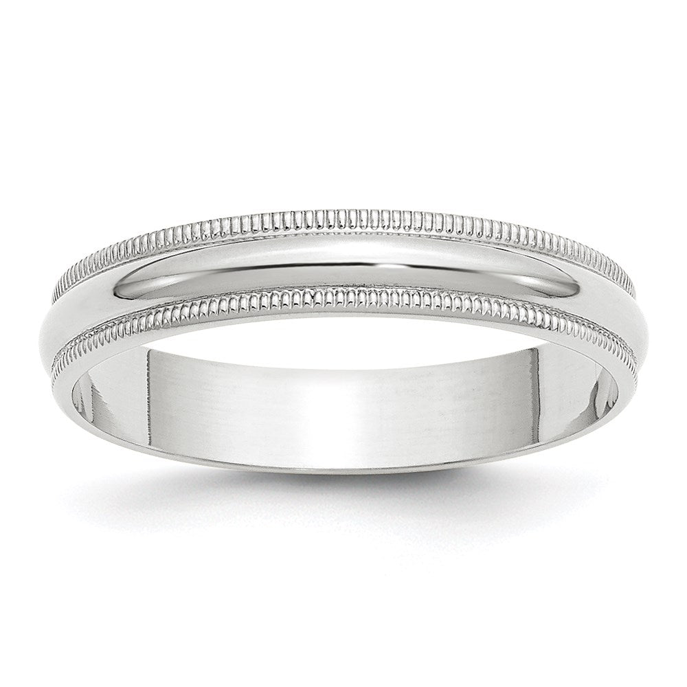 10K Weißgold 4 mm leichter Ehering mit Milgrain, halbrund