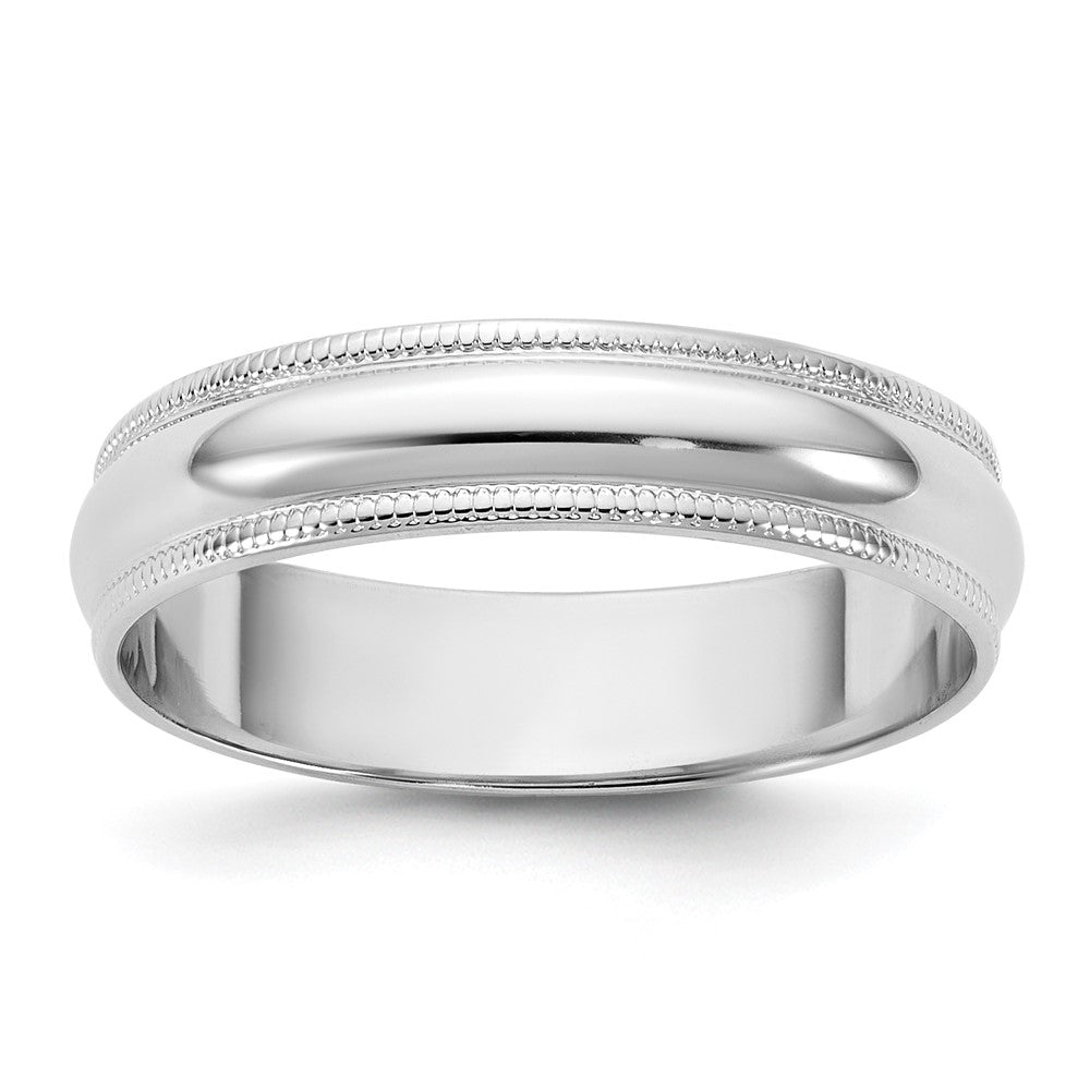10K Weißgold Ring, 4,5 mm, leicht, Milgrain, Halbrund, Größe 11,5