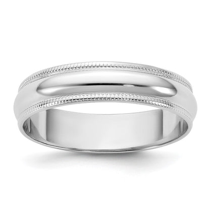 10K Weißgold 10Kw 4,5 mm Leichtgewicht-Milgrain-Halbrund-Ring, Größe 4,5