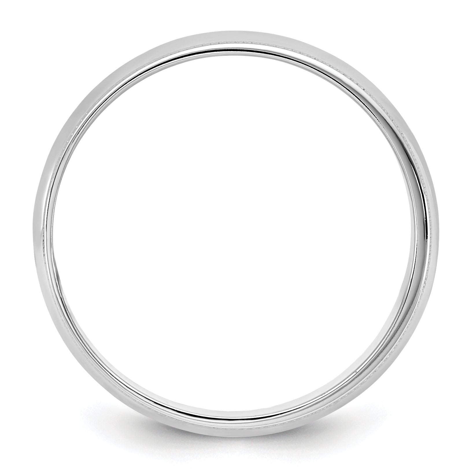 10K Weißgold 10Kw 5,5mm leichter Milgrain-Halbrund-Ring Größe 10,5