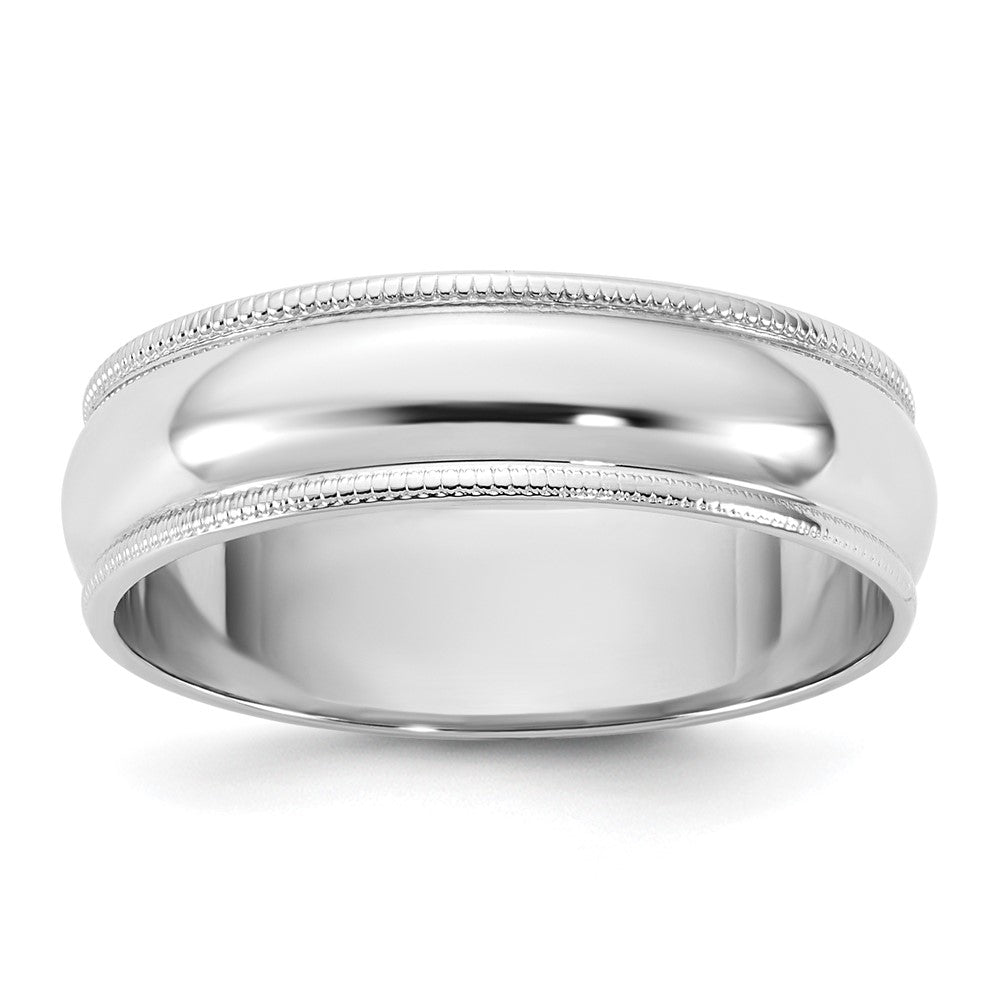 10K Weißgold 10Kw 5,5mm leichtgewichtiger Halbrund-Ring mit Milgrain-Rand, Größe 12
