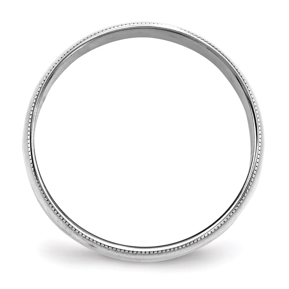 10k Weißgold 6 mm leichter Ehering, halbrund mit Milgrain