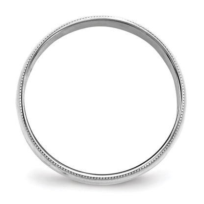 14K Weißgold 6 mm leichter Ehering mit Milgrain, halbrund