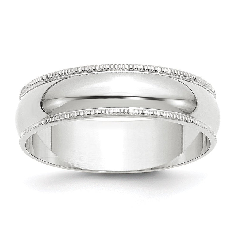 18K Weißgold 6mm Leicht Milgrain Halb Rund Ehering Ring