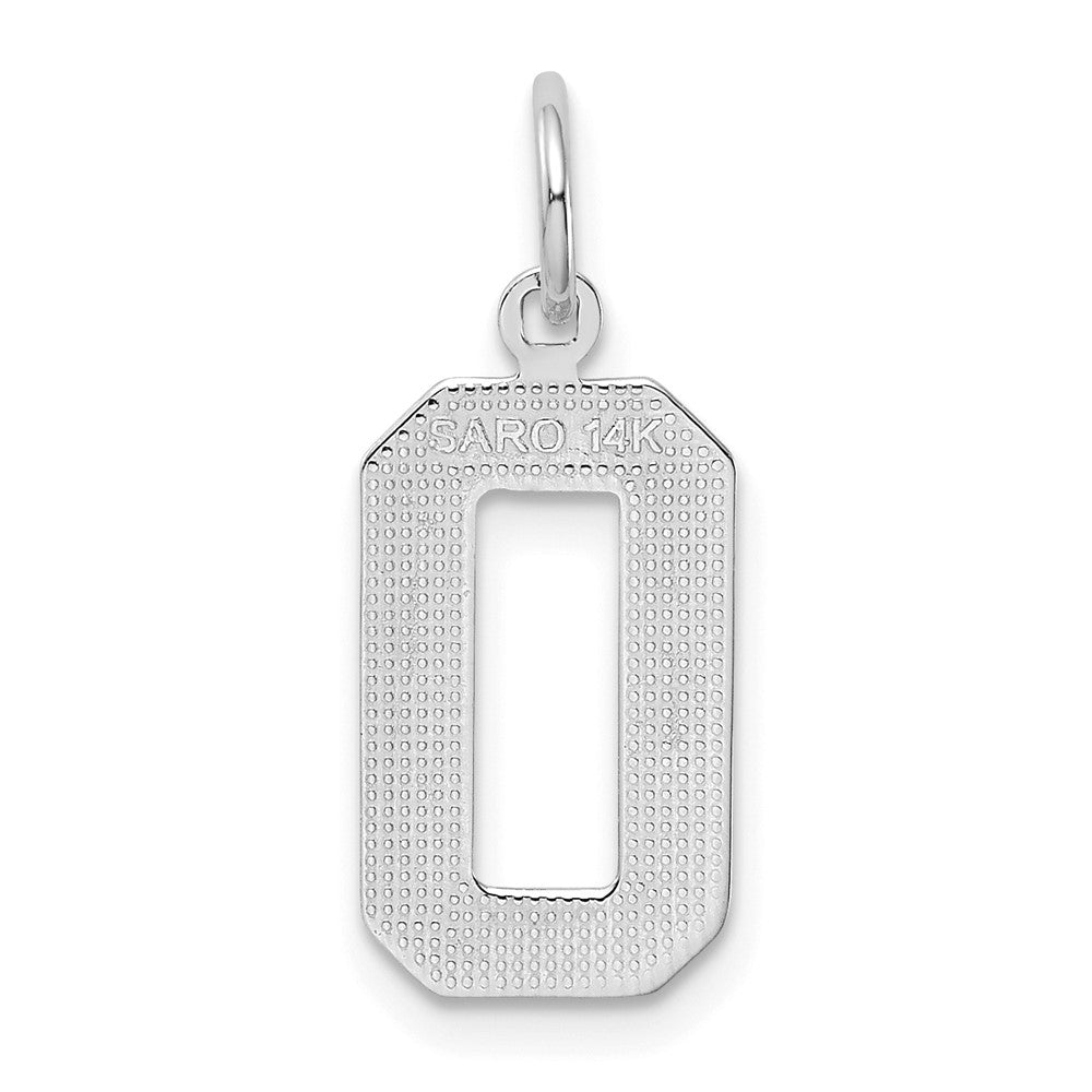 14K Weißgold mittelgroßer polierter Zahl-0-Charm