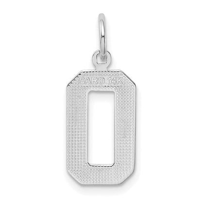 14K Weißgold mittelgroßer polierter Zahl-0-Charm