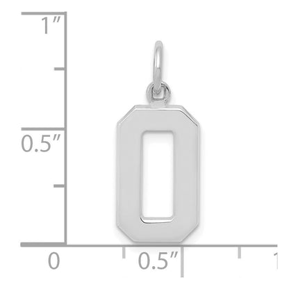 14K Weißgold mittelgroßer polierter Zahl-0-Charm