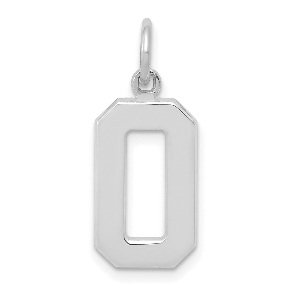 14K Weißgold mittelgroßer polierter Zahl-0-Charm