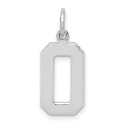 14K Weißgold mittelgroßer polierter Zahl-0-Charm