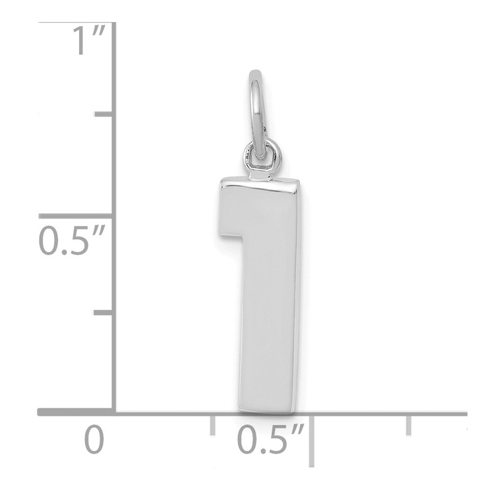 14K Weißgold 14kw Mittel Poliert Zahl 1 Charm