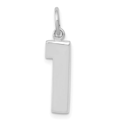 14K Weißgold 14kw Mittel Poliert Zahl 1 Charm
