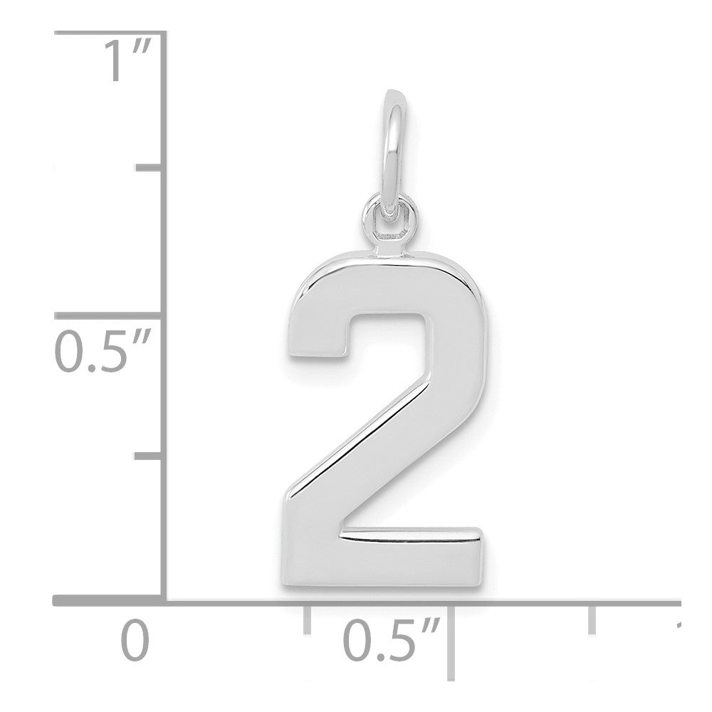 14K Weißgold 14kw Mittel Poliert Zahl 2 Charm