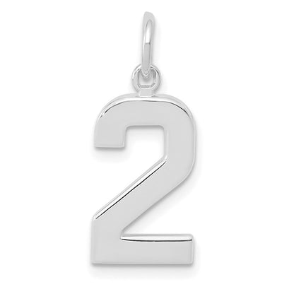 14K Weißgold 14kw Mittel Poliert Zahl 2 Charm