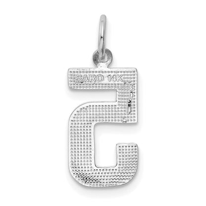14K Weißgold Poliert Zahl 5 Charm, mittelgroß