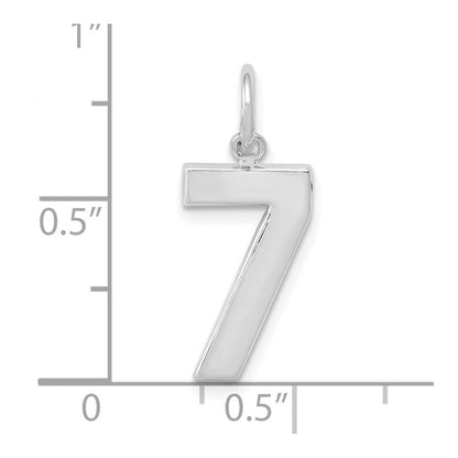 14K Weißgold 14kw Mittel Poliert Zahl 7 Charm