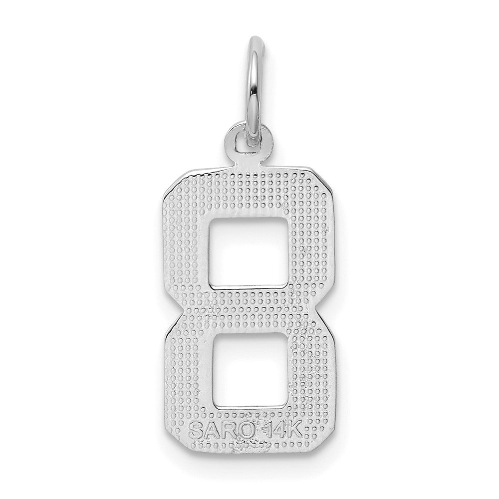 14K Weißgold Mittelgroßer Polierter Zahl-8-Charm