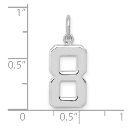 14K Weißgold Mittelgroßer Polierter Zahl-8-Charm