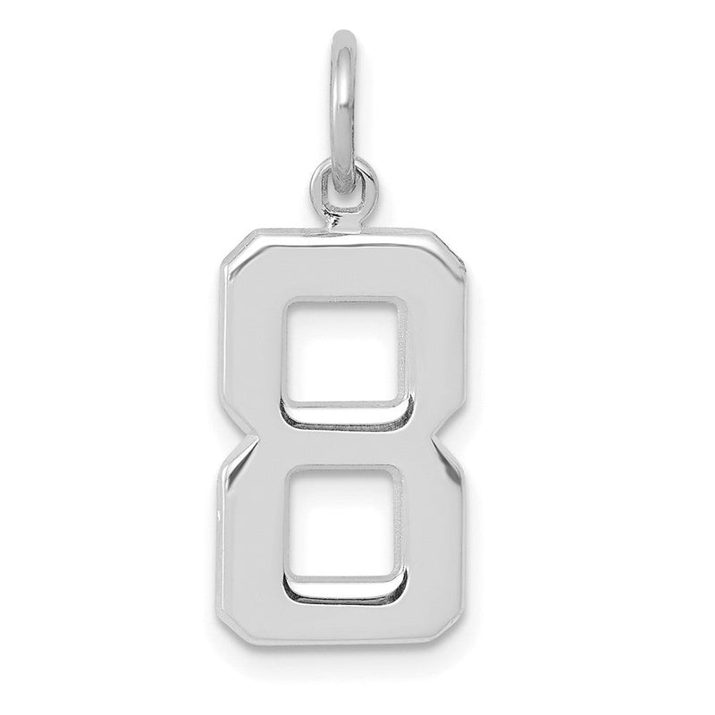 14K Weißgold Mittelgroßer Polierter Zahl-8-Charm