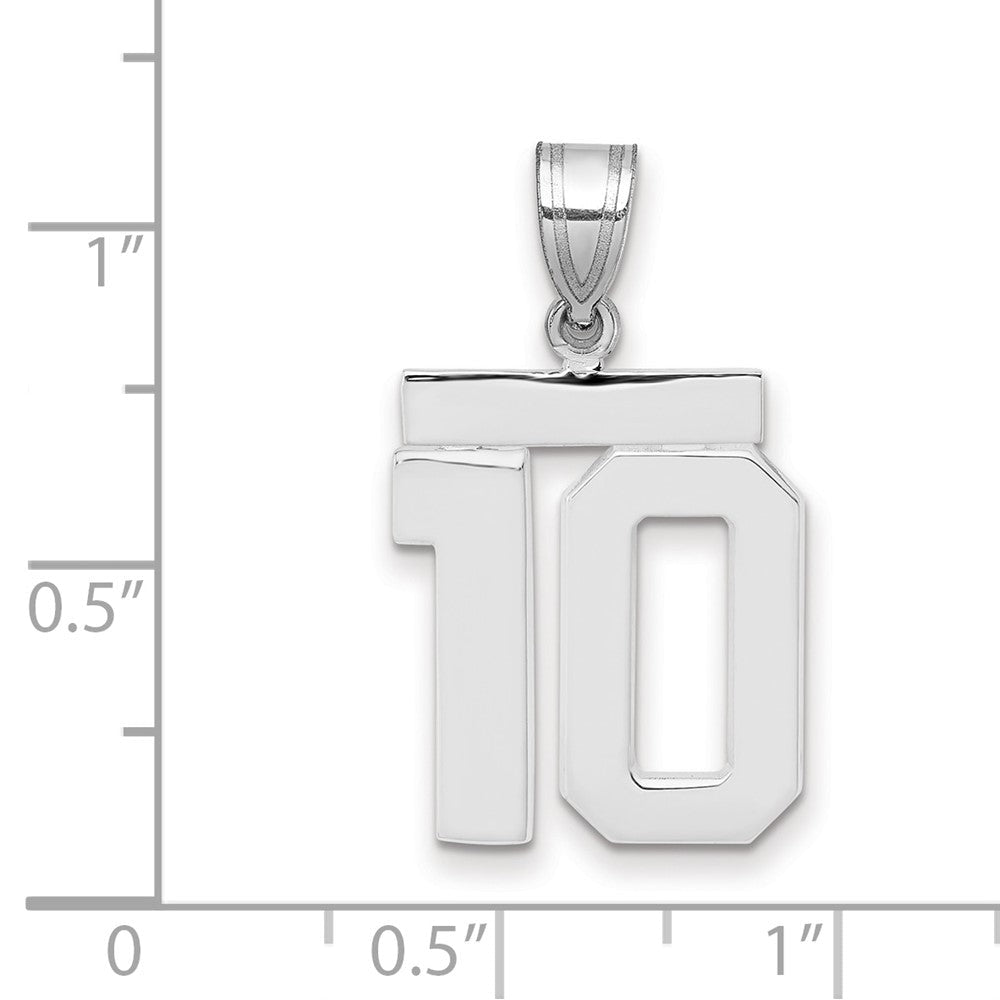 14K Weißgold Charm „Zahl 10“, mittelgroß, poliert