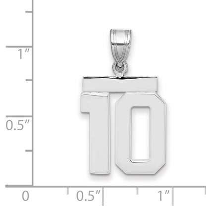 14K Weißgold Charm „Zahl 10“, mittelgroß, poliert
