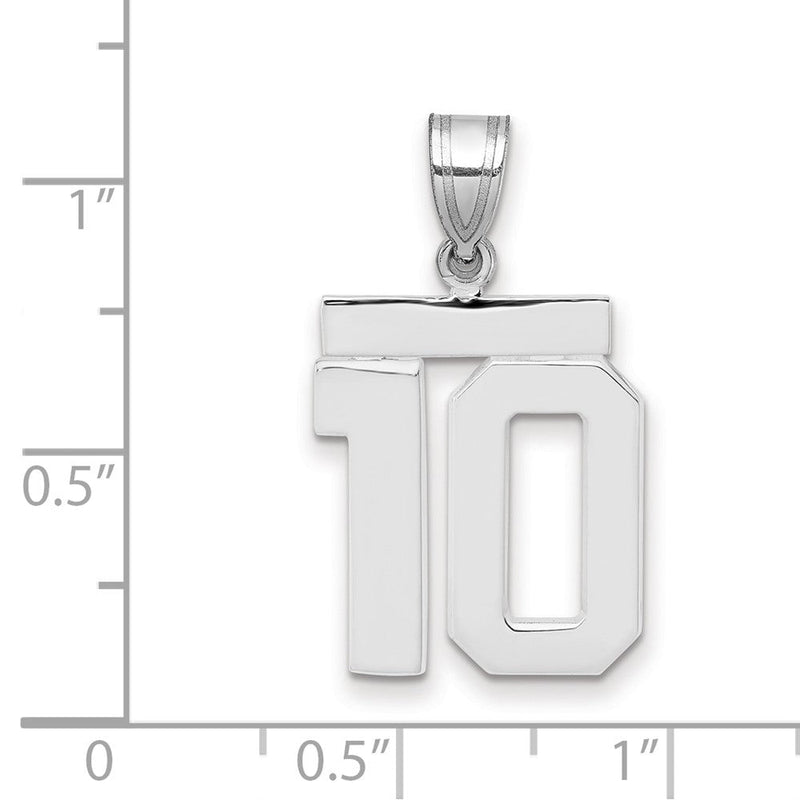 14K Weißgold Charm „Zahl 10“, mittelgroß, poliert