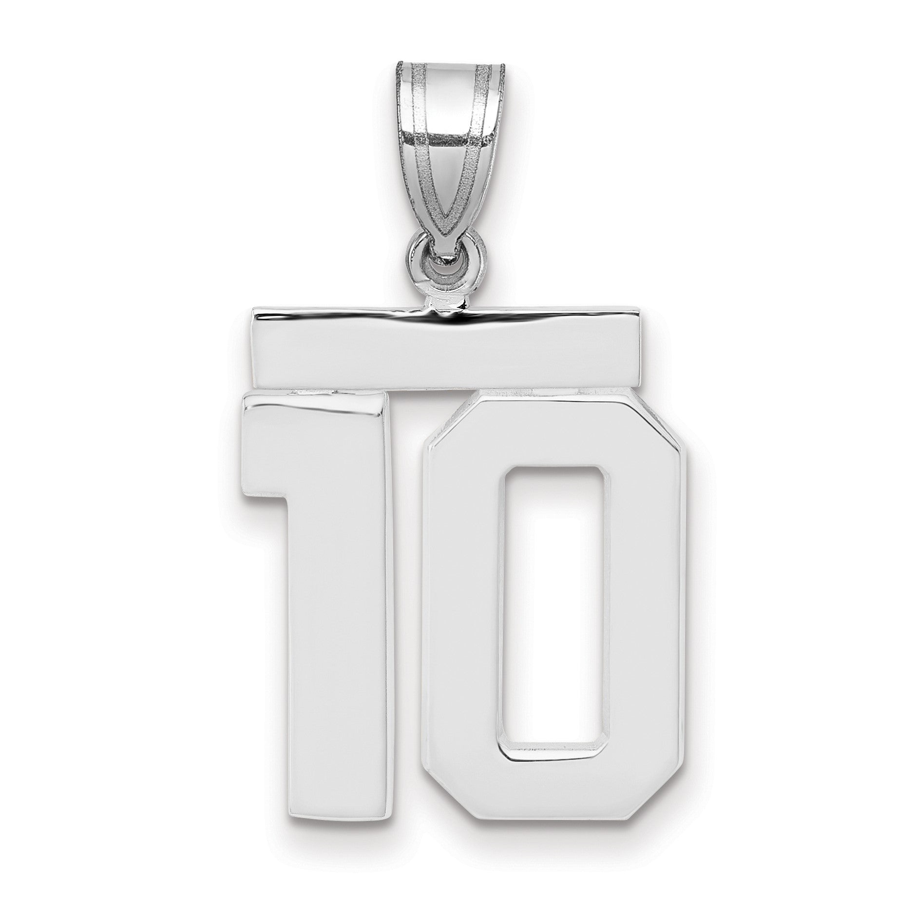 14K Weißgold Charm „Zahl 10“, mittelgroß, poliert