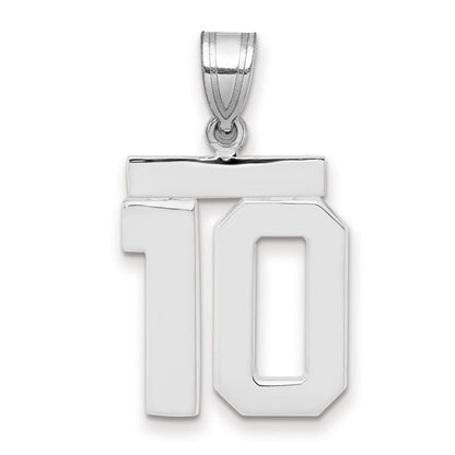 14K Weißgold Charm „Zahl 10“, mittelgroß, poliert
