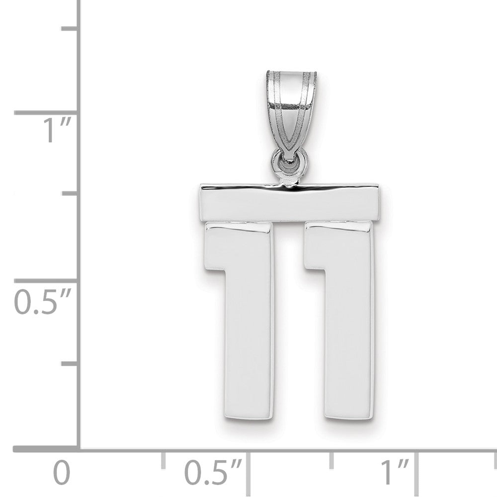 14K Weißgold mittelgroßer polierter Zahl-11-Charm