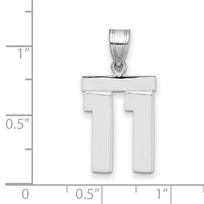 14K Weißgold mittelgroßer polierter Zahl-11-Charm