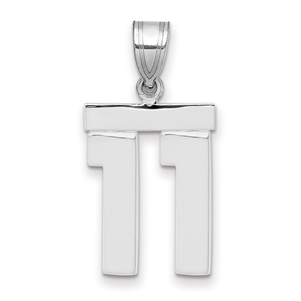 14K Weißgold mittelgroßer polierter Zahl-11-Charm