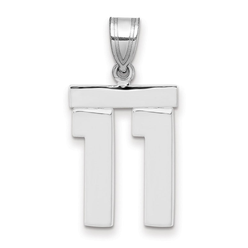 14K Weißgold mittelgroßer polierter Zahl-11-Charm