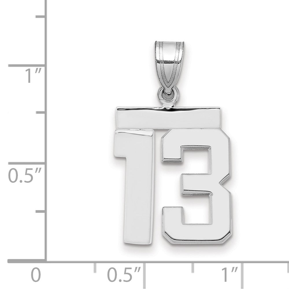 14K Weißgold mittelgroßer polierter Zahl-13-Charm