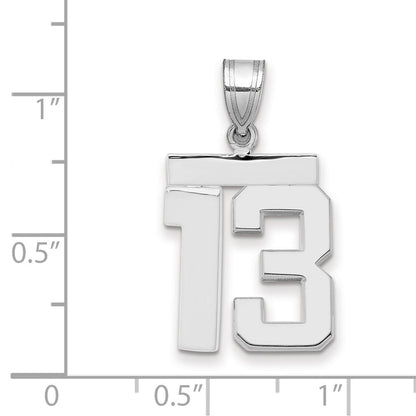 14K Weißgold mittelgroßer polierter Zahl-13-Charm