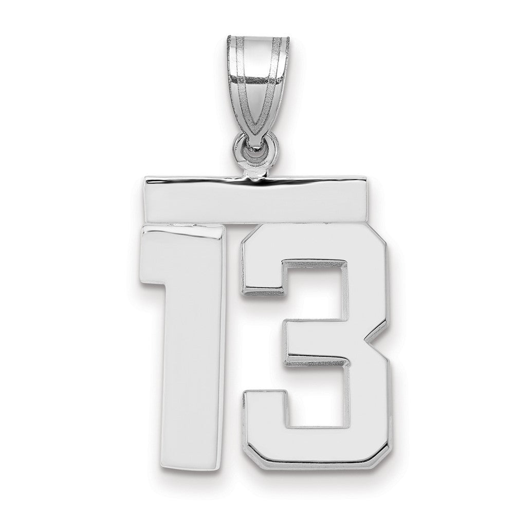14K Weißgold mittelgroßer polierter Zahl-13-Charm