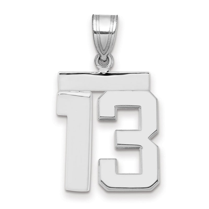 14K Weißgold mittelgroßer polierter Zahl-13-Charm