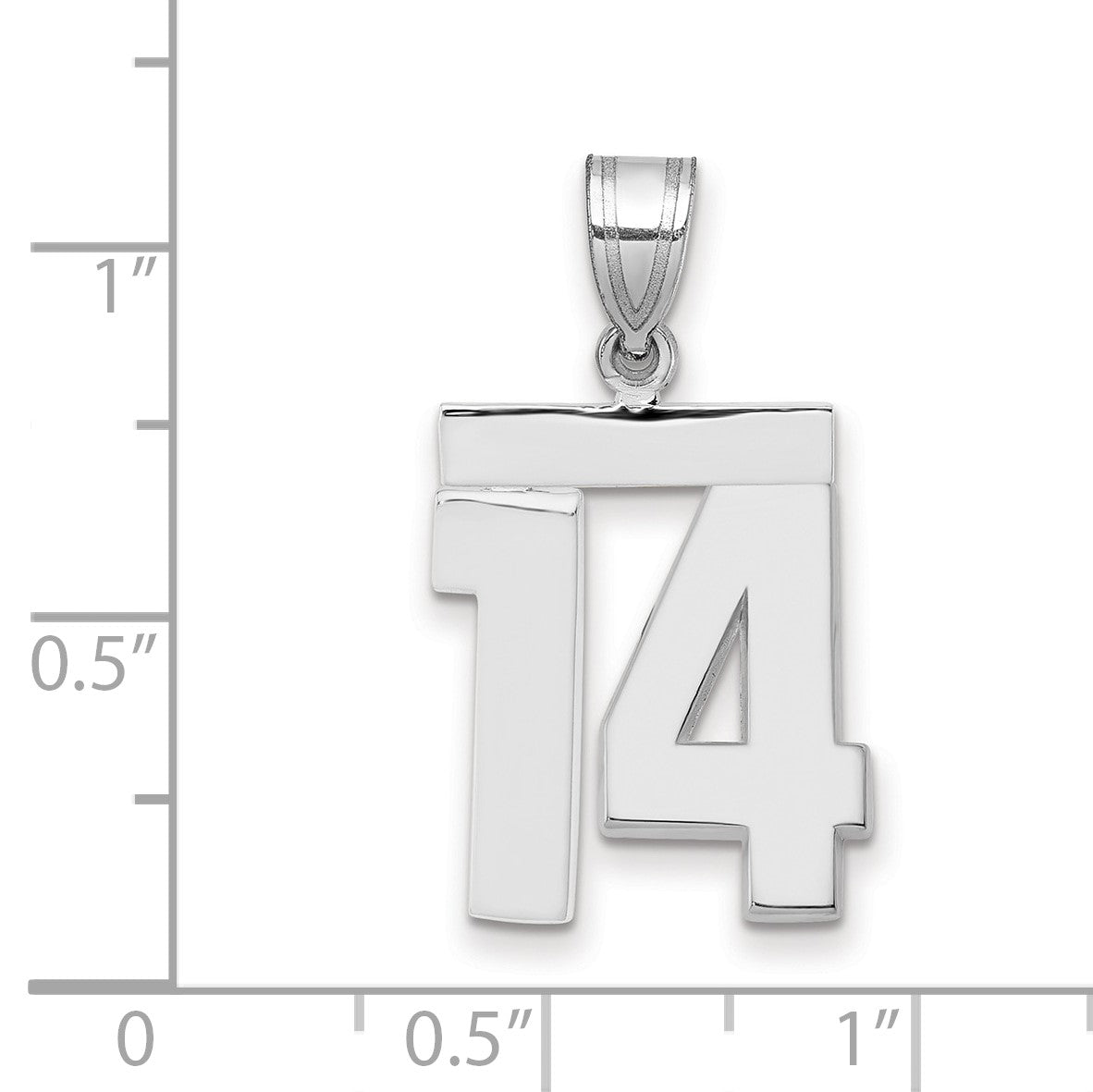 14K Weißgold mittelgroßer polierter Zahl-14-Charm