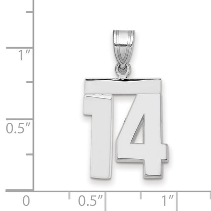 14K Weißgold mittelgroßer polierter Zahl-14-Charm