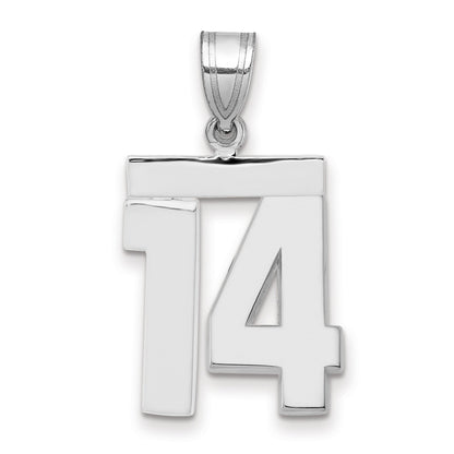 14K Weißgold mittelgroßer polierter Zahl-14-Charm