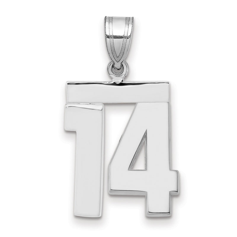 14K Weißgold mittelgroßer polierter Zahl-14-Charm