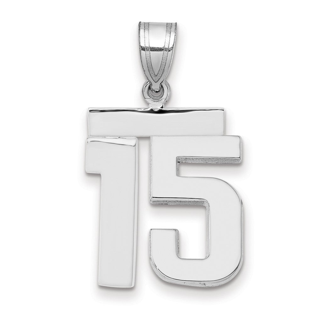 14K Weißgold mittelgroßer polierter Charm Zahl 15