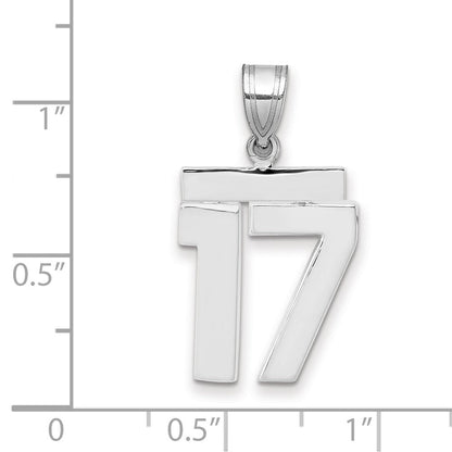 14K Weißgold mittelgroßer polierter Zahl-17-Charm