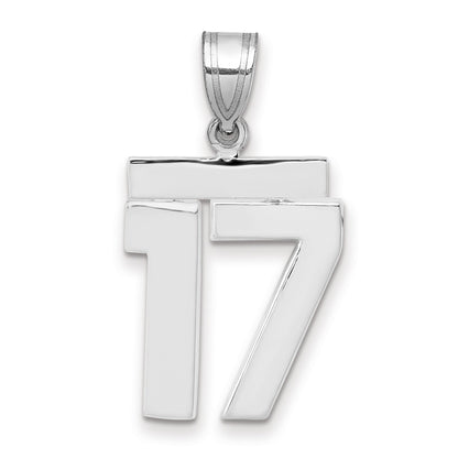 14K Weißgold mittelgroßer polierter Zahl-17-Charm