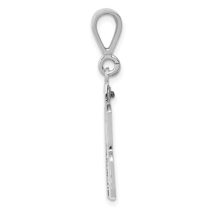 14K Weißgold Zahl 18 Charm, mittelgroß, poliert