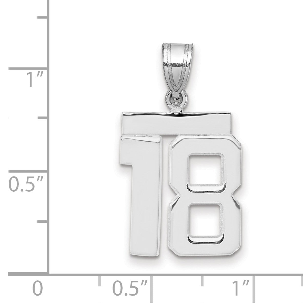 14K Weißgold Zahl 18 Charm, mittelgroß, poliert
