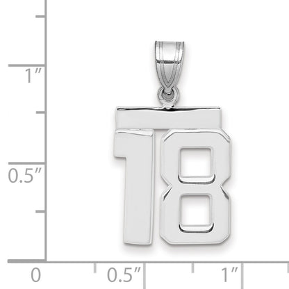 14K Weißgold Zahl 18 Charm, mittelgroß, poliert