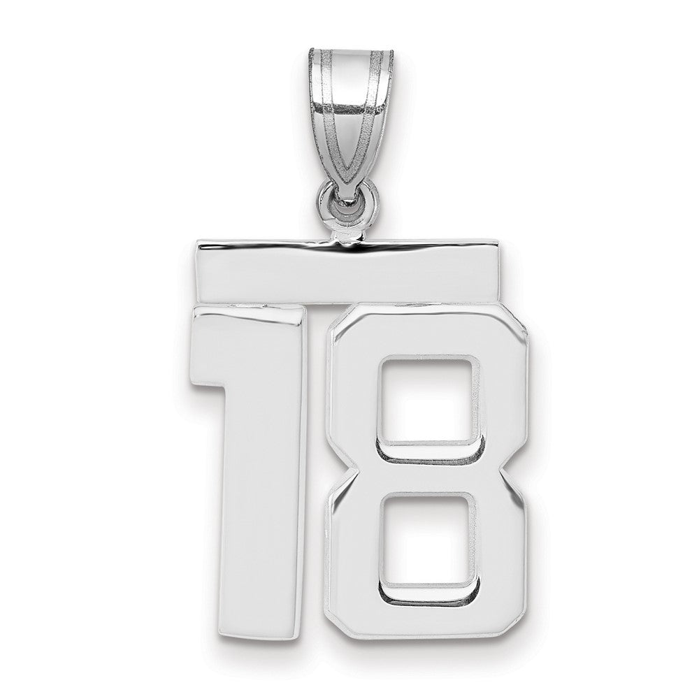 14K Weißgold Zahl 18 Charm, mittelgroß, poliert